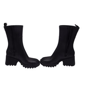 Chloé Betty Black Heeled Rubber Boots EU 39 Burning Man Festival Ready - FLAW